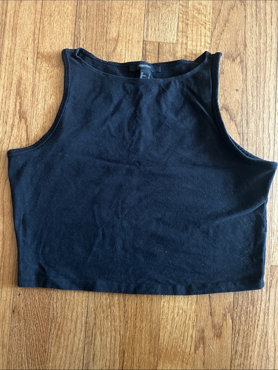 Forever 21 Tops - Forever 21 Black Ribbed High Neck Cropped Tank sz Large